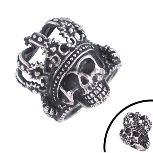 Stainless Steel Jewelry Ring A crowned Skull Ring SWR0105 - Click Image to Close